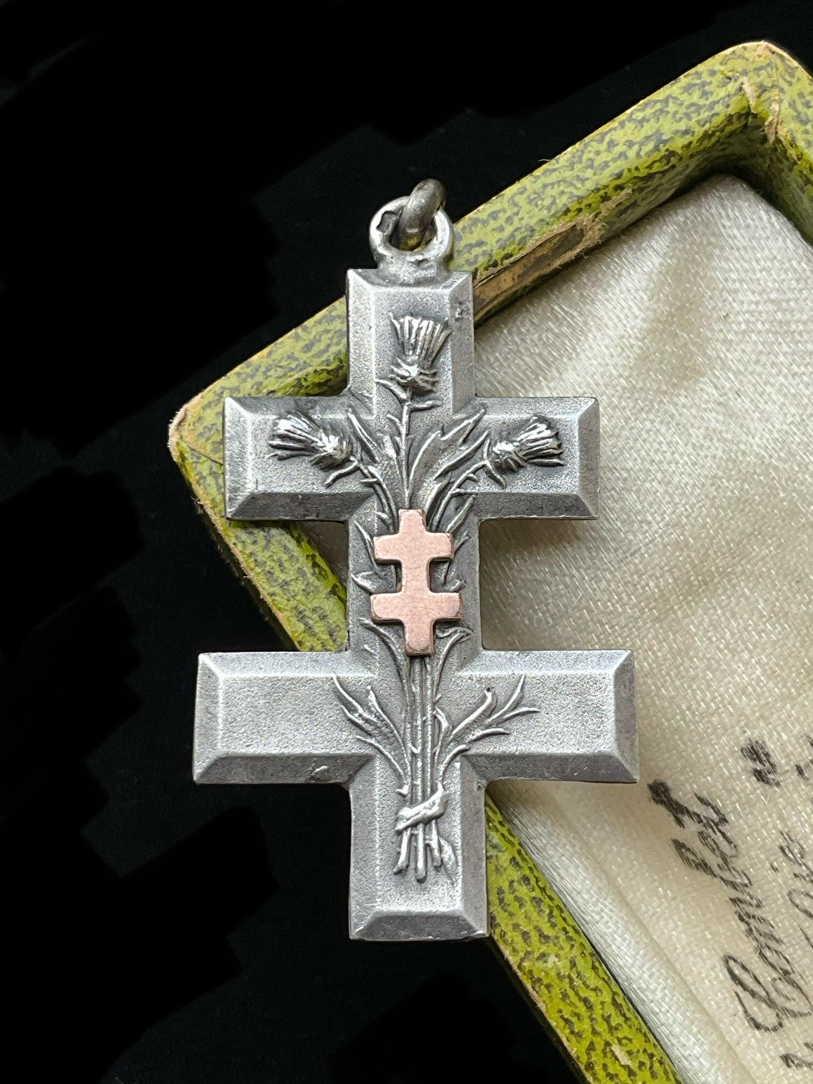 Pendentif Ancien Broche Croix De Lorraine - Aigle Couronné Poinçonné Paris - Occasion