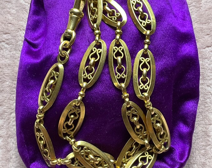 Art Nouveau FIX 18k Gold Filled Watch Chain Etsy