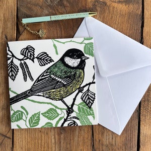 Kohlmeise Grußkarte | Kunstkarte | Gartenvogel | Geburtstag | Geschenk | Alle Anlass Karte | Linoldruck
