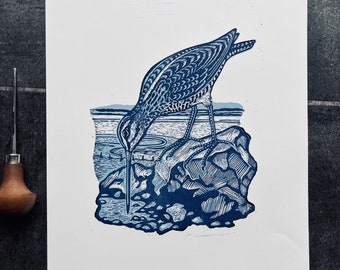 SECOND |The Snipe | Original Handprinted Linocut | Super Seconds Festival