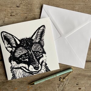 | des animaux des forêts / Renards carte de vœux pour la faune | | de cartes d’art | d’anniversaire | cadeaux Linogravure