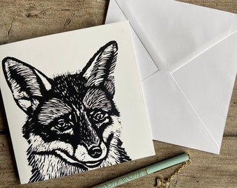 Fox / Forest Animal | Wildlife Greetings Card | Art Card | Birthday | Gift | Linocut
