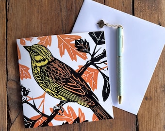 Yellowhammer / Bird Greetings Card | Art Card | Garden Bird | Birthday | Gift | All Occasion Card | Linocut