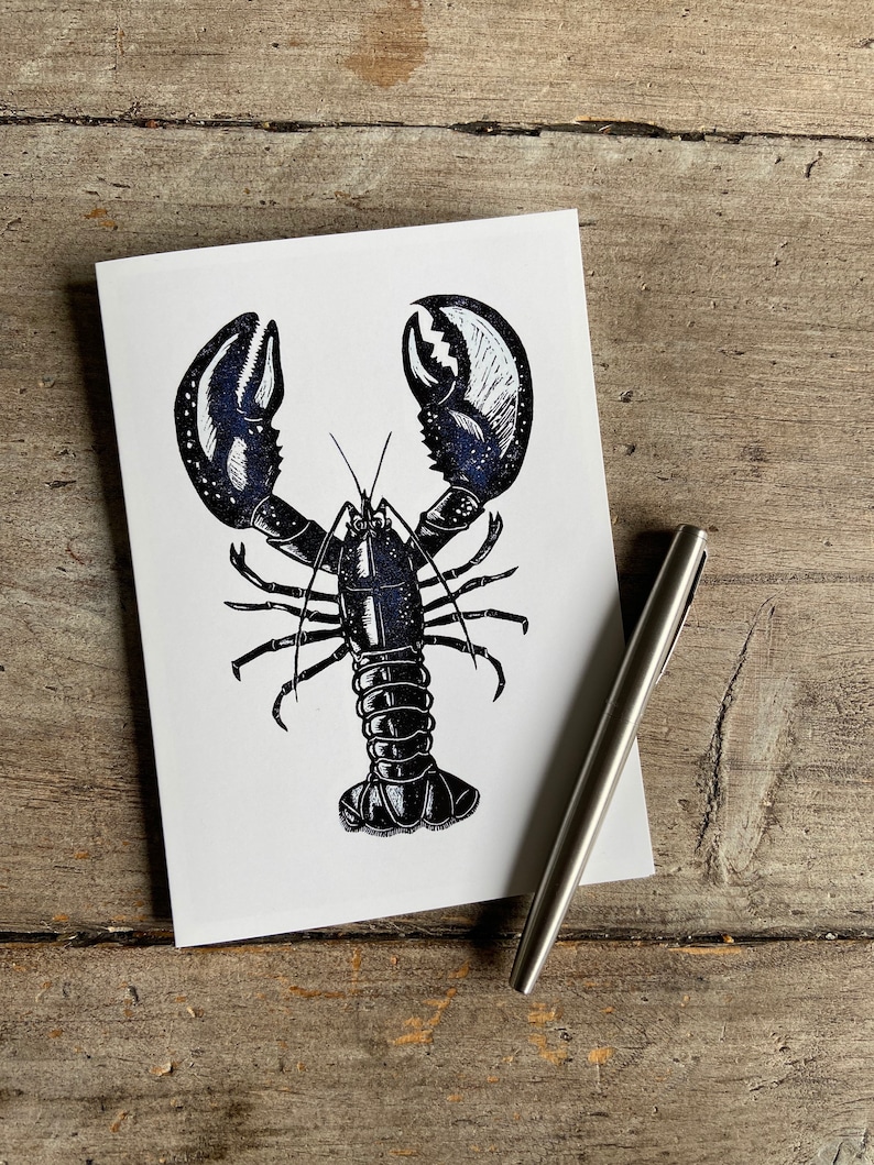 Lobster Linocut Greetings Card Art Card Any Occasion Card image 1