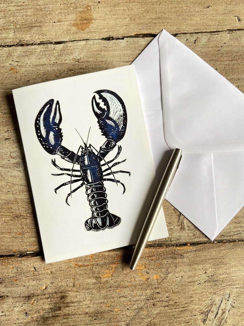 Lobster Linocut Greetings Card Art Card Any Occasion Card image 4