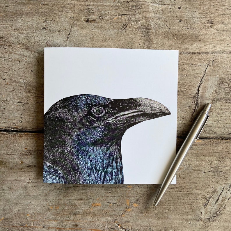 Raven Greetings Card Art Card Collagraph Birthday Gift Corvid image 2