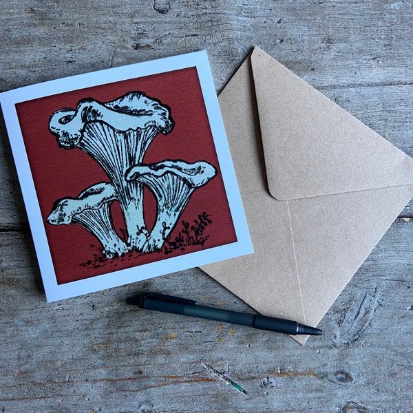 Mushroom / Fungi Greetings Card | Art Card | Mushroom | Chanterelle | Birthday | Gift | Drypoint