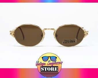 Jean Paul Gaultier 55-4173 22K Gold Plated ULTRA RARE vintage sunglasses original made in Japan 1995