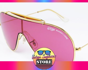 Ray Ban WINGS Gold ARISTA-PINK van Bausch & Lomb originele vintage zonnebril gemaakt in de VS. uit de jaren '80