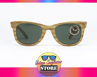Óculos de sol Ray Ban WAYFARER "Woodies" Bausch & Lomb RAROS, originais e vintage, fabricados nos EUA em 1988.