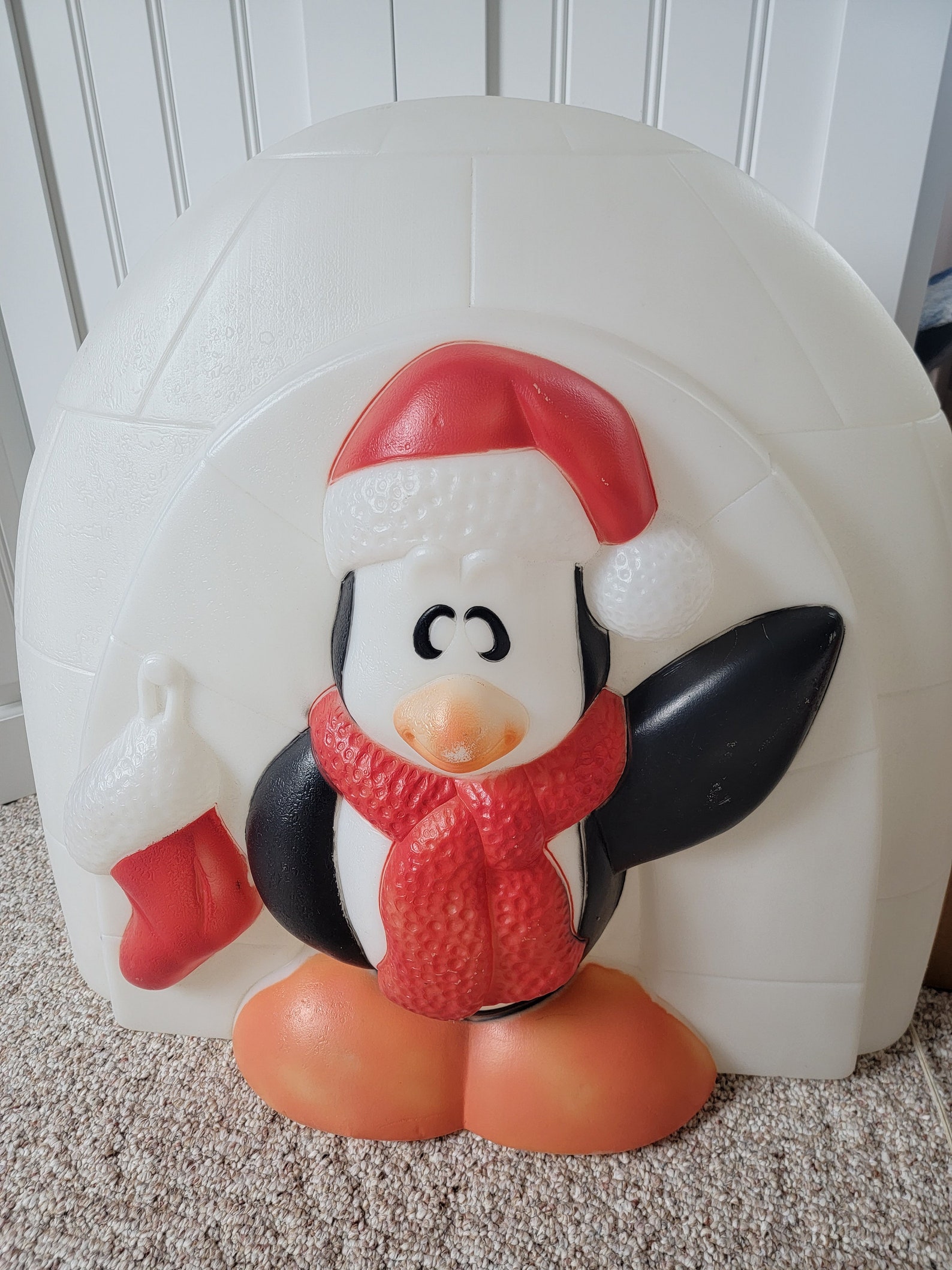 Vintage Blow Mold Christmas Penguin Igloo General Foam Plastic Etsy