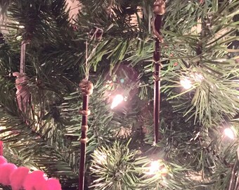Harry Potter-inspired wand Christmas tree ornaments (set of 2)