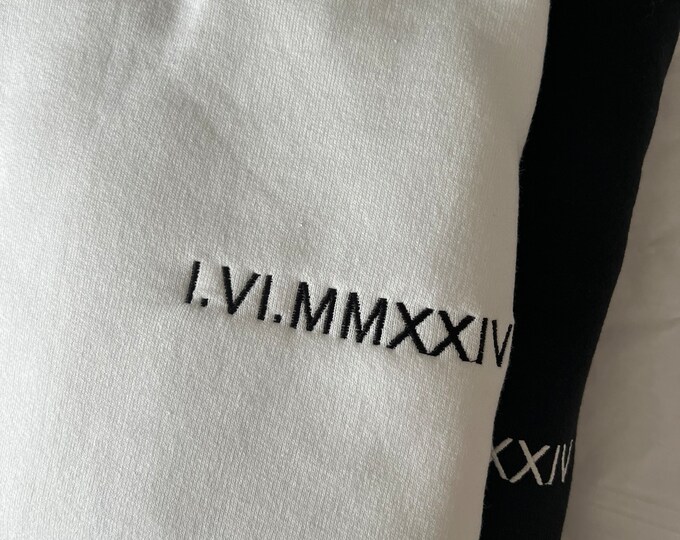 Roman Numerals Embroidered Sweat Shirt - Etsy