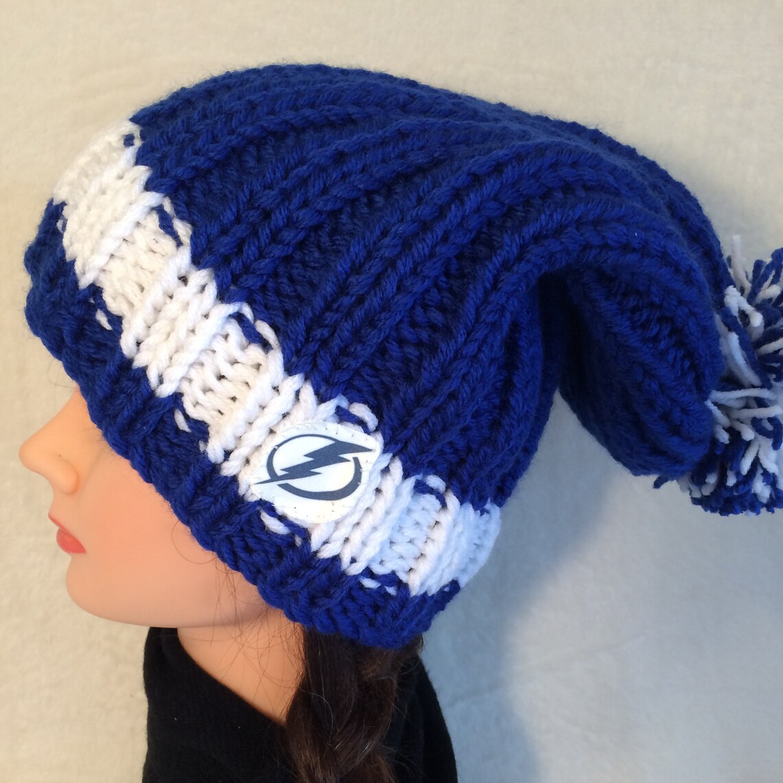 Tampa Bay Lightning Hat Hockey Hat Chunky Knit Hat Hand Etsy