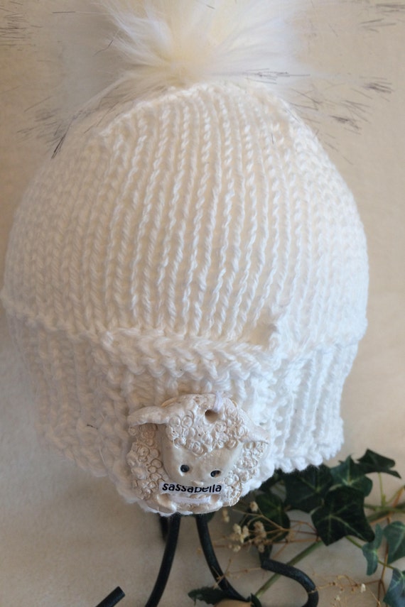 white cotton baby hat