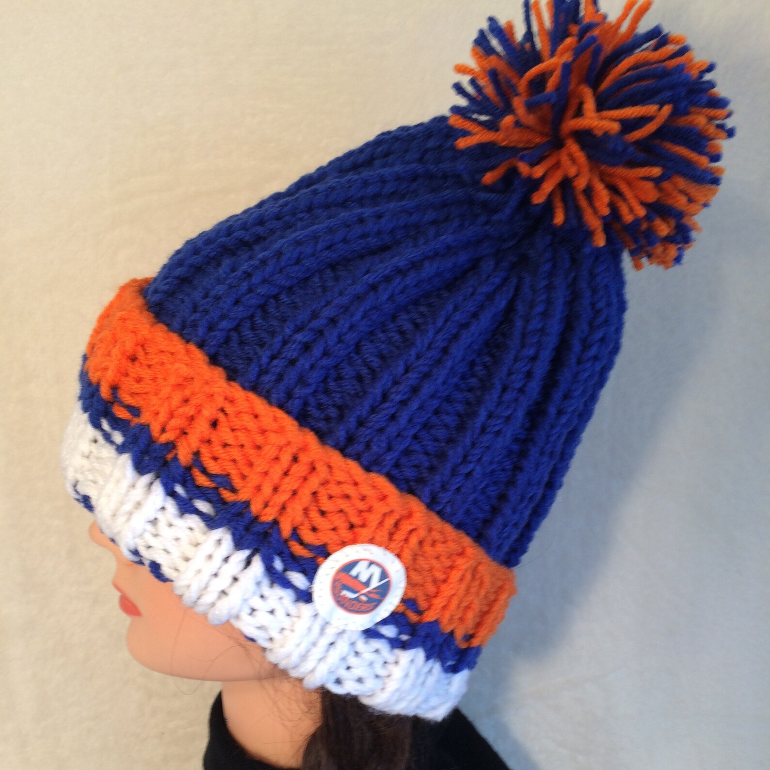 New York Islanders hat Hockey hat Chunky knit hat Hand knit Etsy