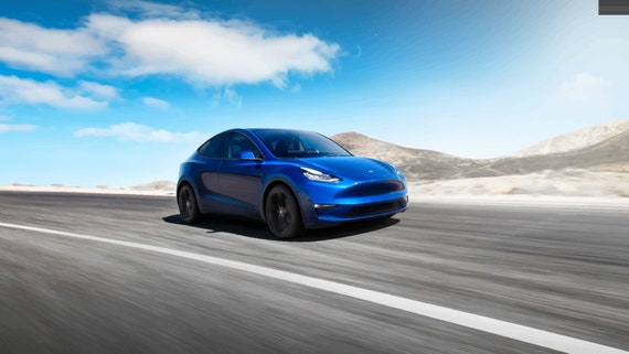 Tesla Model S blue with logo vector vectorized print poster high quality