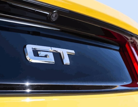 Mustang 5 0 Yellow Gt Rear Vector Vectorized Print Ultra High Etsy