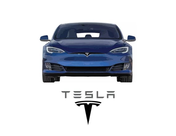 Tesla Model 3 III B/&W drawing vector vectorized print poster high quality