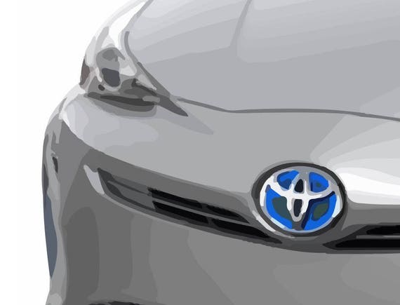 Toyota Prius Front Side Color Vector Vectorized Print Ultra Etsy