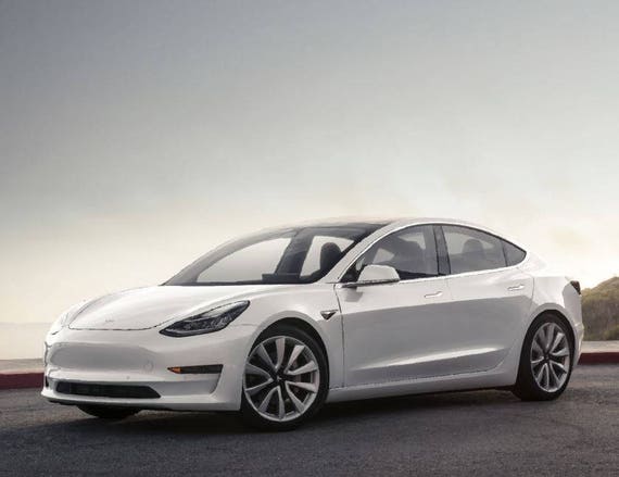 Tesla White Silver Model 3 Front Side Vector Vectorized Print Etsy