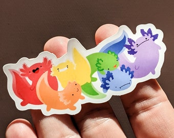 Rainbow axolotl sticker!