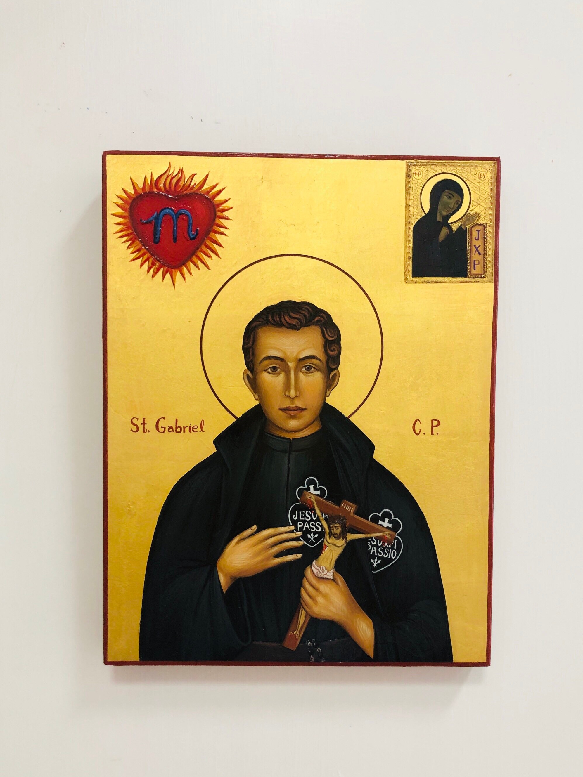 Saint Gabriel of Our Lady of Sorrows Hand Painted Orthodox Christian Byzantine Icon 22k Gold Leaf