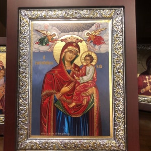 Theotokos Panagia  Our Lady Theotokos Gorgoipikoos with 925 silver frame