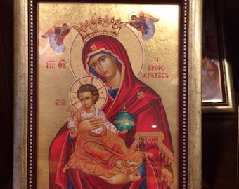Handmade Byzantine Icon Of Our Lady Theotokos