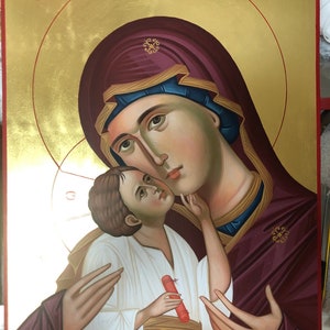 HAND PAINTED Byzantine Icon Of Virgin Mary