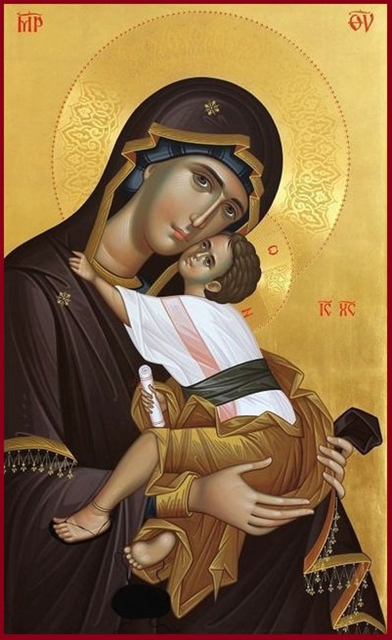 HAND PAINTED Icône byzantine de la Vierge Marie Etsy