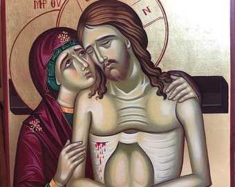 Extreme nederigheid van Jezus Christus Handgeschilderd Byzantijns icoon