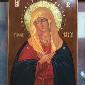 Vreugde van alle vreugden - Maagd Maria Theotokos HANDGESCHILDERD Byzantijns Icoon