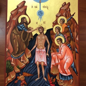 Theophany-The Baptism of Jesus hand painted Byzantine icon