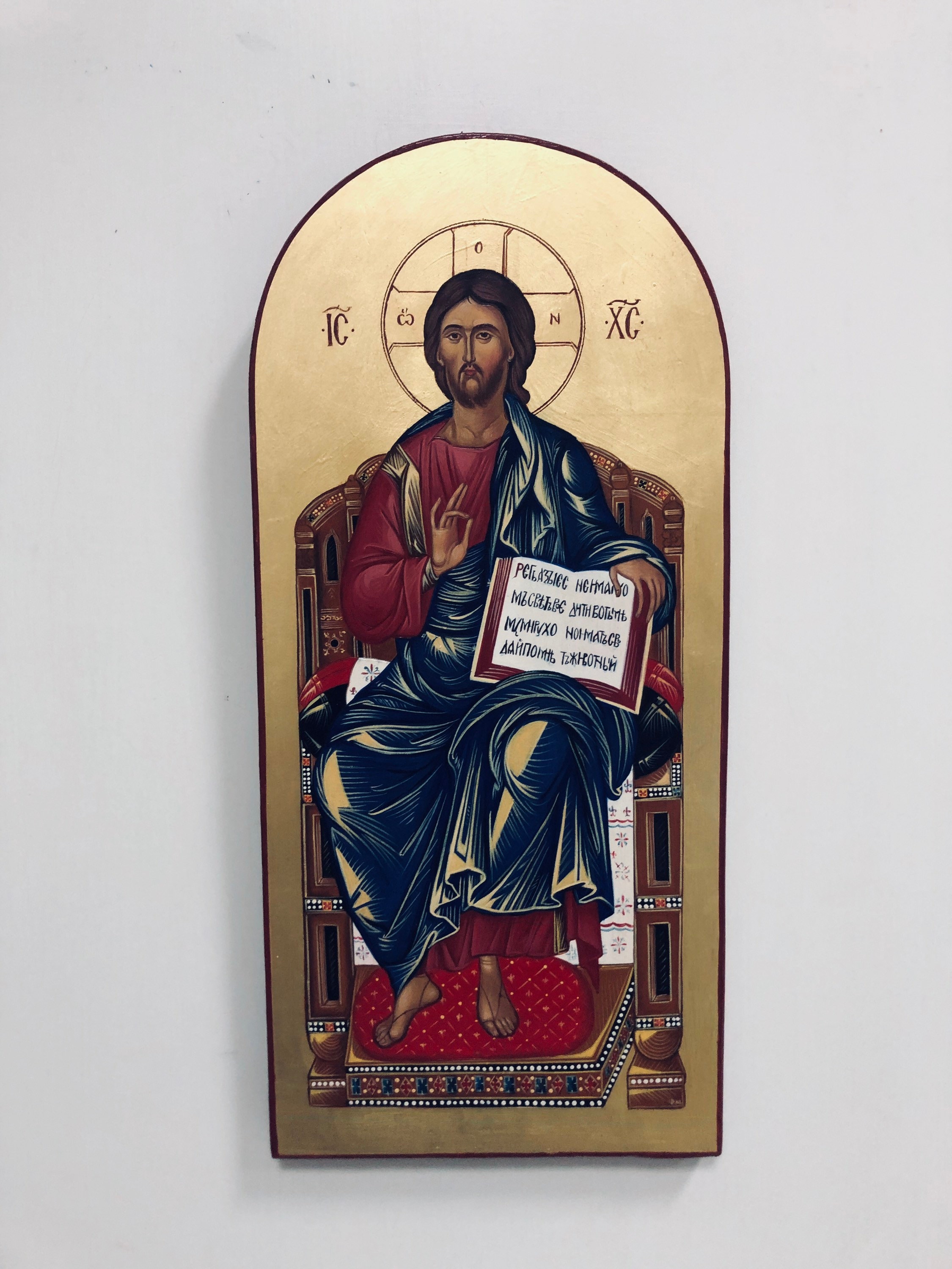 Hand Painted Byzantine Icon of Jesus Christ the Enthroned- Polished Gold  Leaf 24k - Etsy, image size:2250x3000