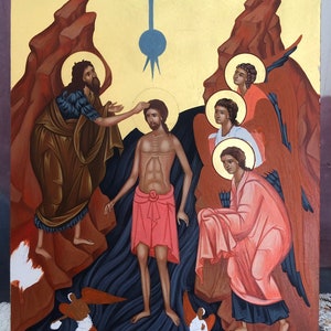Théophanie-Le baptême de Jésus peint à la main icône byzantine image 5