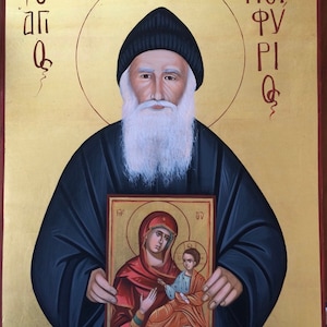 Hand Painted Byzantine Icon Of Saint Porphyrios