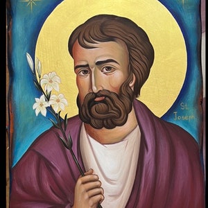 Saint Joseph hand painted icon