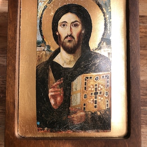 Handmade Byzantine Icon Of Jesus Christ of Sinai