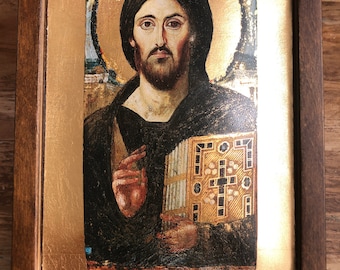 Handmade Byzantine Icon Of Jesus Christ of Sinai
