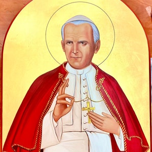 Saint Joannes  Paul II , 22karats gold leaf Hand Painted Byzantine Icon