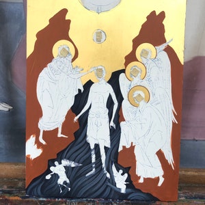 Théophanie-Le baptême de Jésus peint à la main icône byzantine image 9