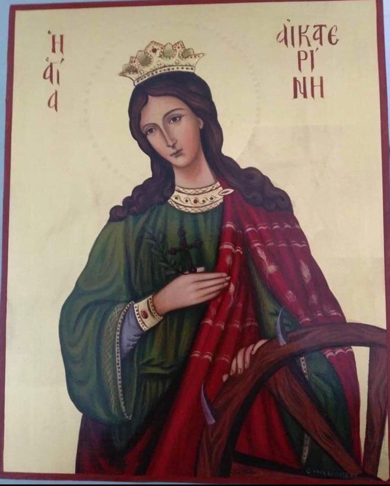 Handmade Byzantine Icon Saint Catherine on Wood With Gold Leaf - Etsy