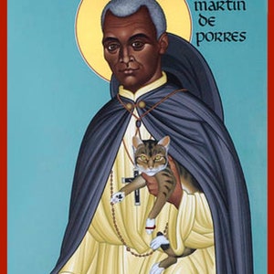 Saint Martin de Porres  HAND PAINTED Byzantine Icon 22 k gold leaf