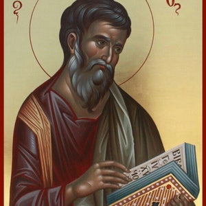 Saint Matthew Hand Painted Orthodox Christian Byzantine Icon 22k Gold Leaf