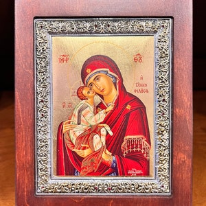 Theotokos Virgin Mary and Child Handmade Byzantine Icon