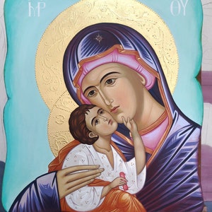 Virgin Mary and Child HAND PAINTED Byzantine Icon