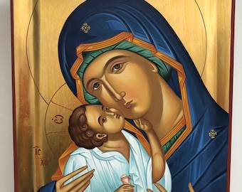 Virgin Mary HAND PAINTED Byzantine Icon Of