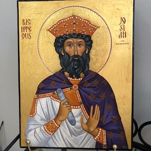Saint Josiah Hand Painted Greek Orthodox Christian Byzantine Icon 22k Gold Leaf