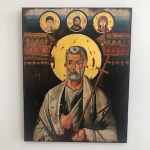 HAND PAINTED Byzantine Icon Of Saint Peter (Sinai)